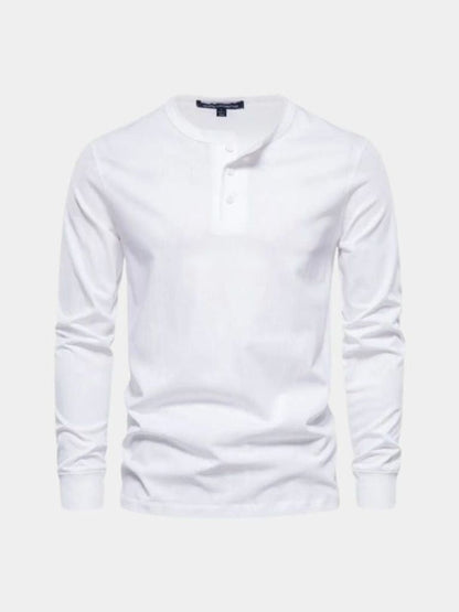 Minimalistyczna Koszulka z Długim Rękawem i Dekoltem Henley