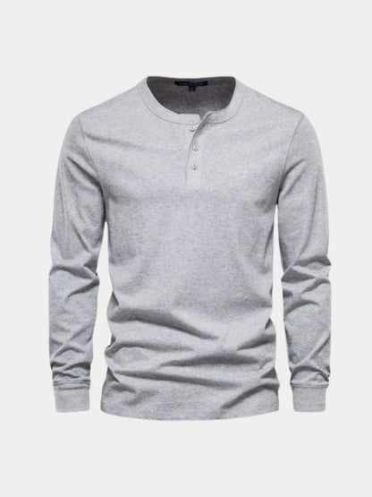 Minimalistyczna Koszulka z Długim Rękawem i Dekoltem Henley