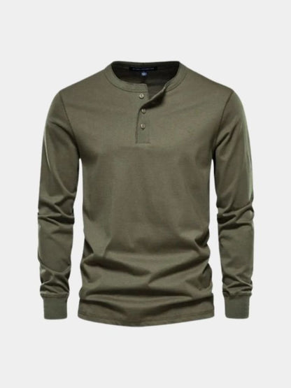 Minimalistyczna Koszulka z Długim Rękawem i Dekoltem Henley