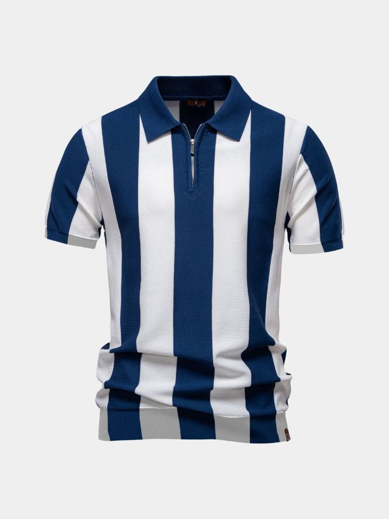Polo w paski w kolorze granatowym