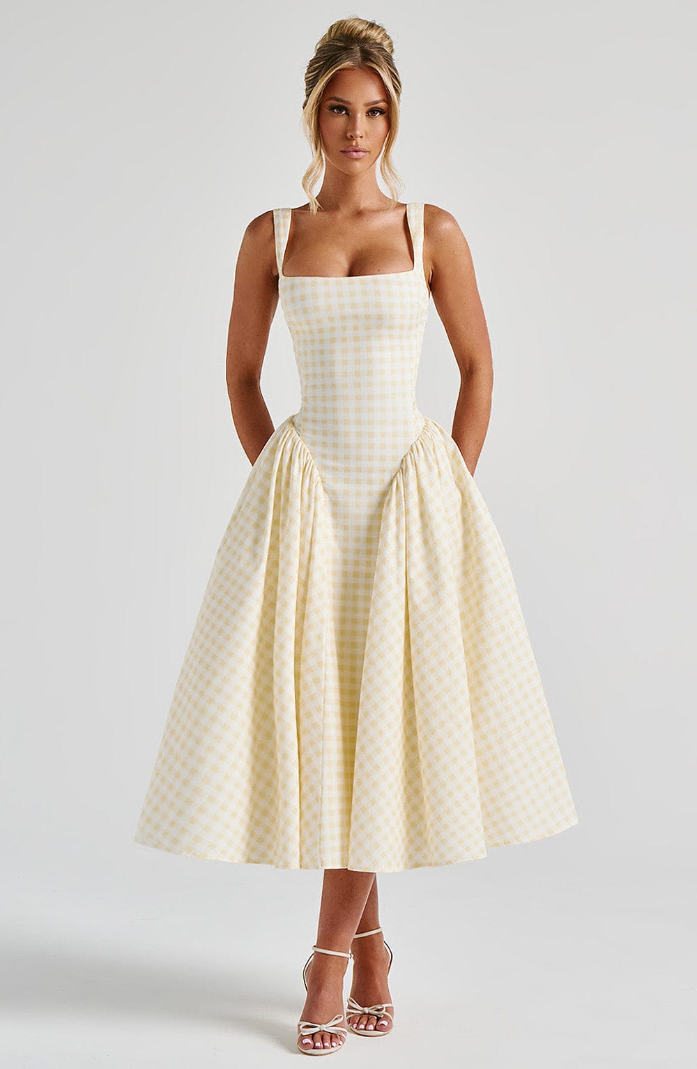 Sukienka Sherrie Midi - Vichy Cytrynowy