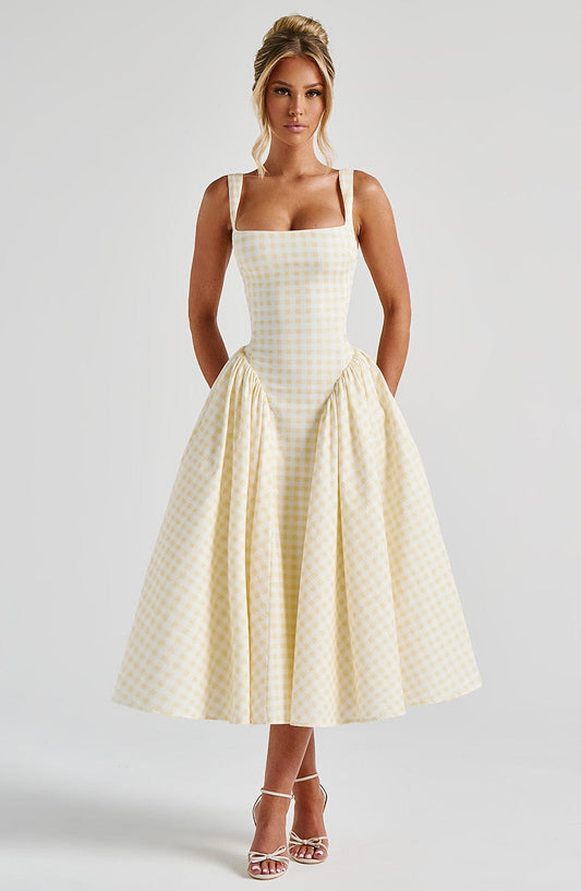 Sukienka Sherrie Midi - Vichy Cytrynowy