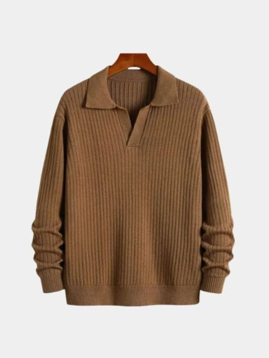 Sweter Polo z Dekoltem w Serek