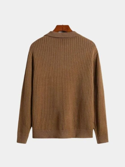Sweter Polo z Dekoltem w Serek