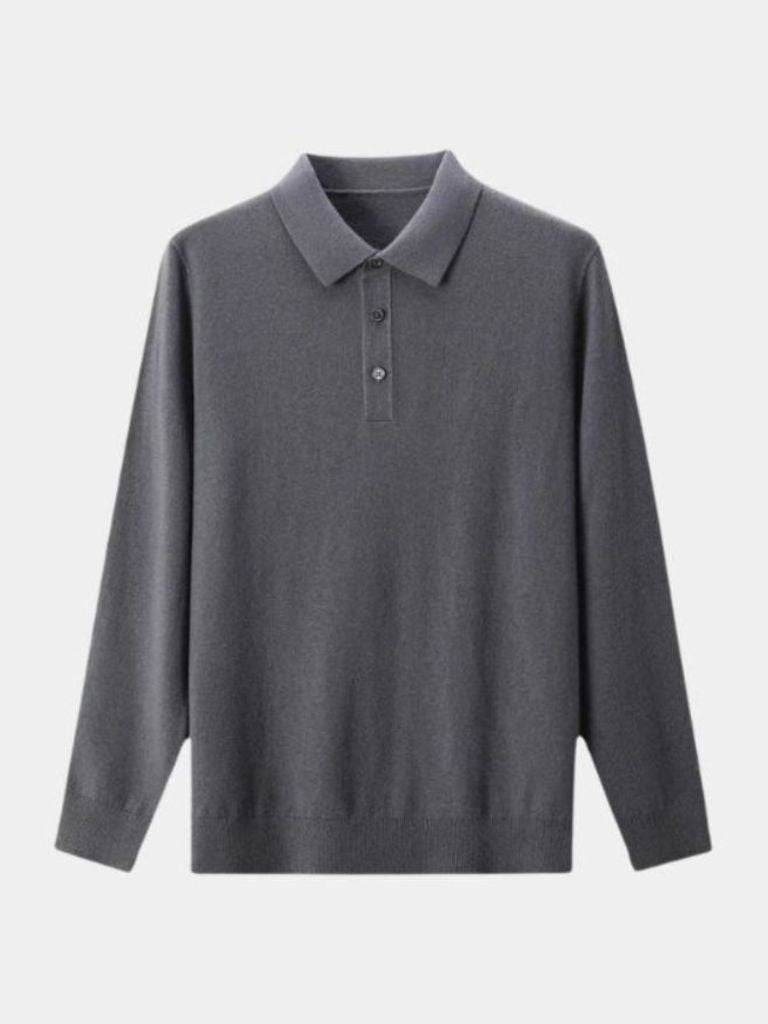 Sweter Polo z Wełny z Guzikami