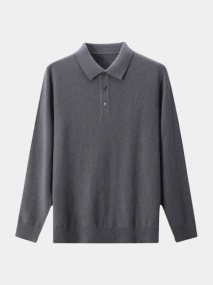 Sweter Polo z Wełny z Guzikami