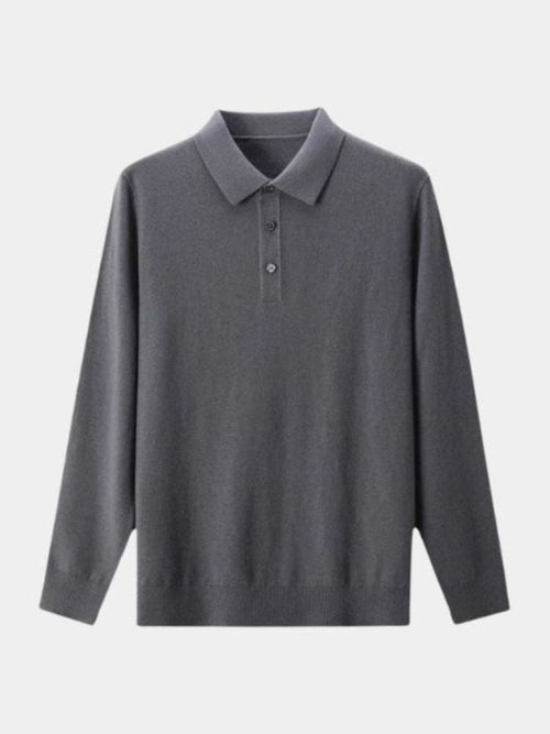 Sweter Polo z Wełny z Guzikami