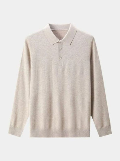 Sweter Polo z Wełny z Guzikami