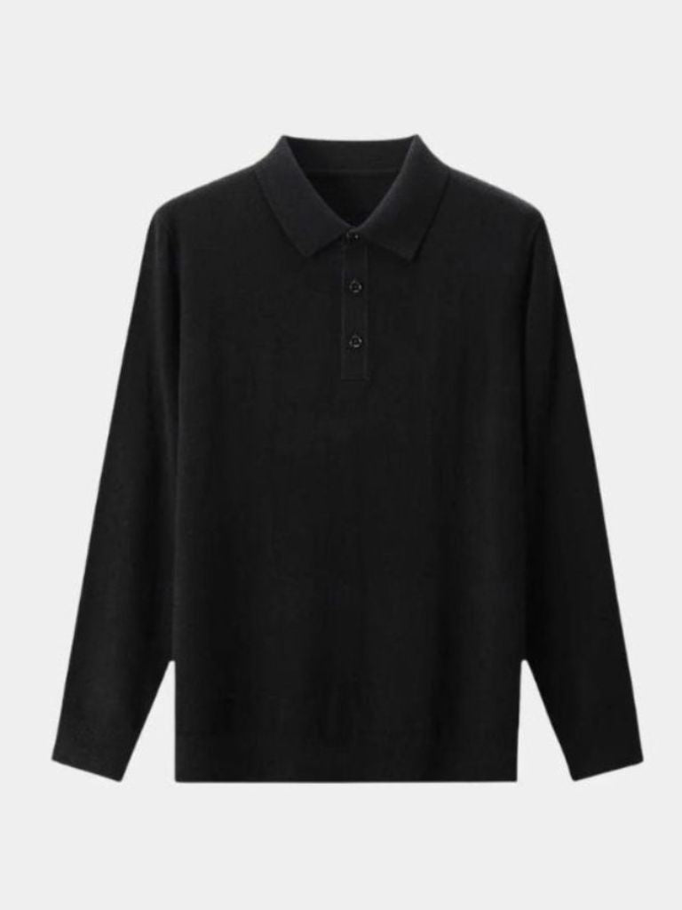 Sweter Polo z Wełny z Guzikami