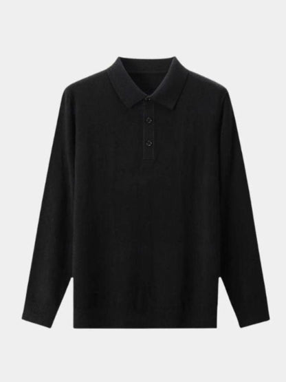 Sweter Polo z Wełny z Guzikami