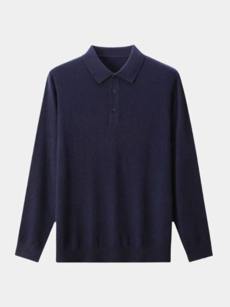 Sweter Polo z Wełny z Guzikami