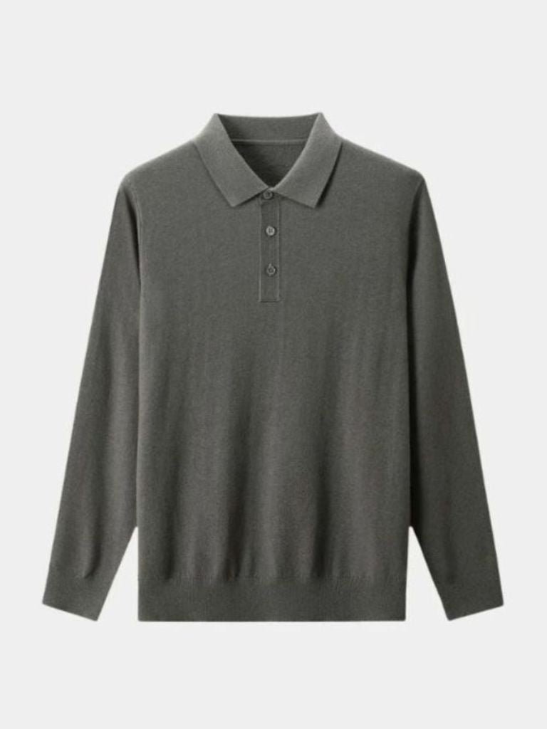 Sweter Polo z Wełny z Guzikami