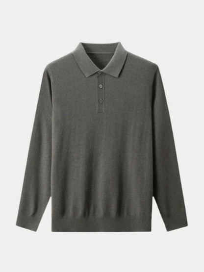 Sweter Polo z Wełny z Guzikami
