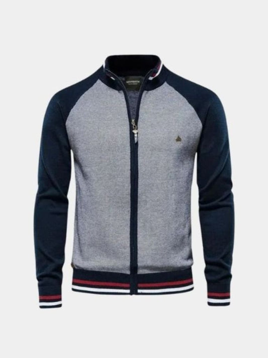 Block Colour Zipped Cardigan Sweater
